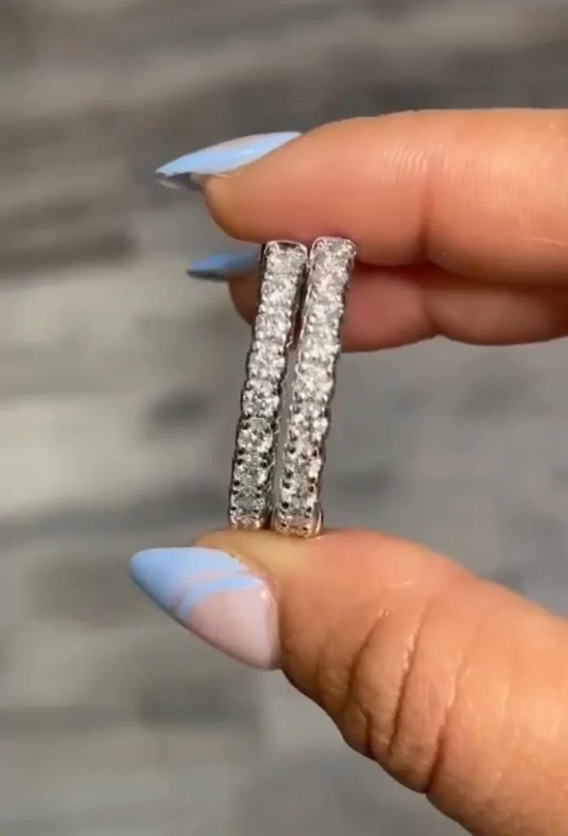 Diamond Eternity Hoop Earrings - Image 6