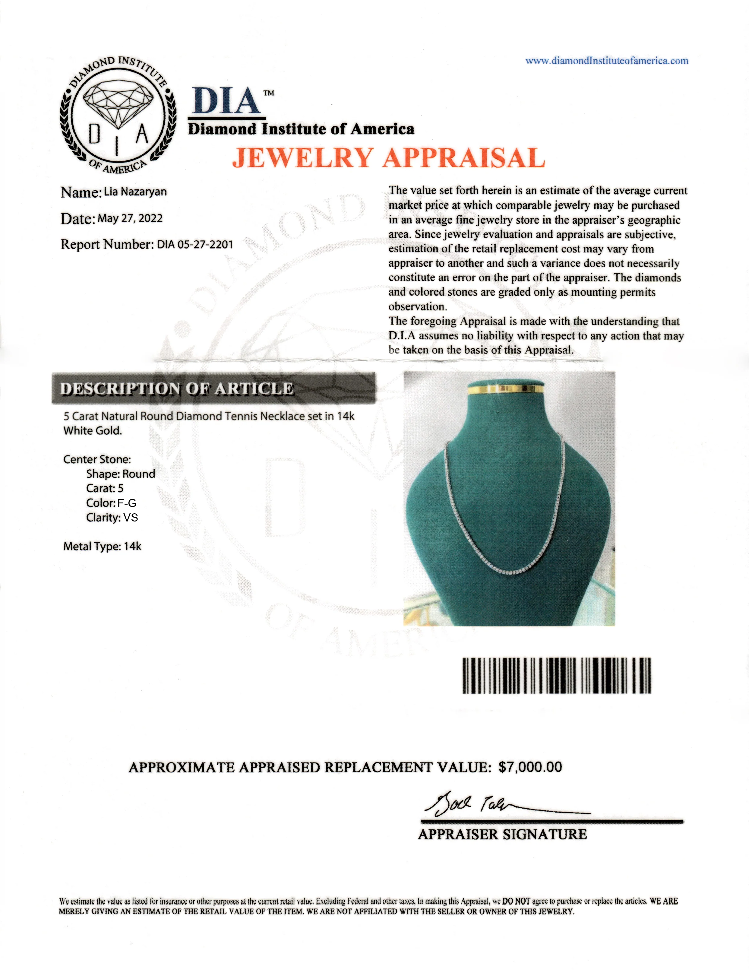 Diamond Tennis Necklace - Three Prong - Image 6